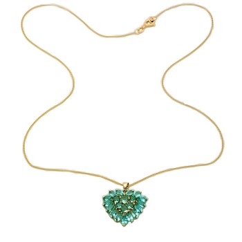 9ct gold Apatite Cluster Pendant with chain